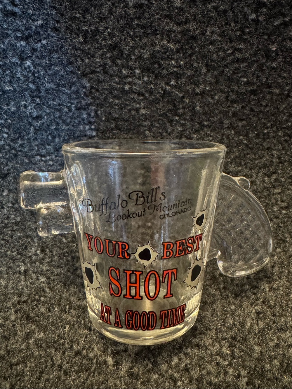 Vintage Buffalo Bill’s Lookout Mountain Colorado Pistol Shot Glass